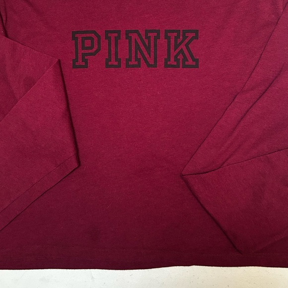 VICTORIA’S SECRET PINK Long Sleeve Top Woman’s Size Large Maroon Burgundy Color - Picture 8 of 9
